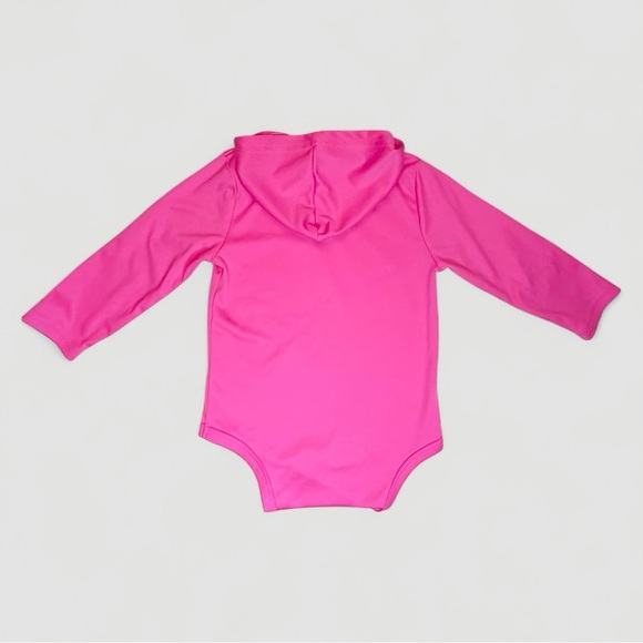 KidzStuff Baby Girl Swim UV Sun Protection Pink Bodysuit Romper with Hood 18-24M - Picture 4 of 6